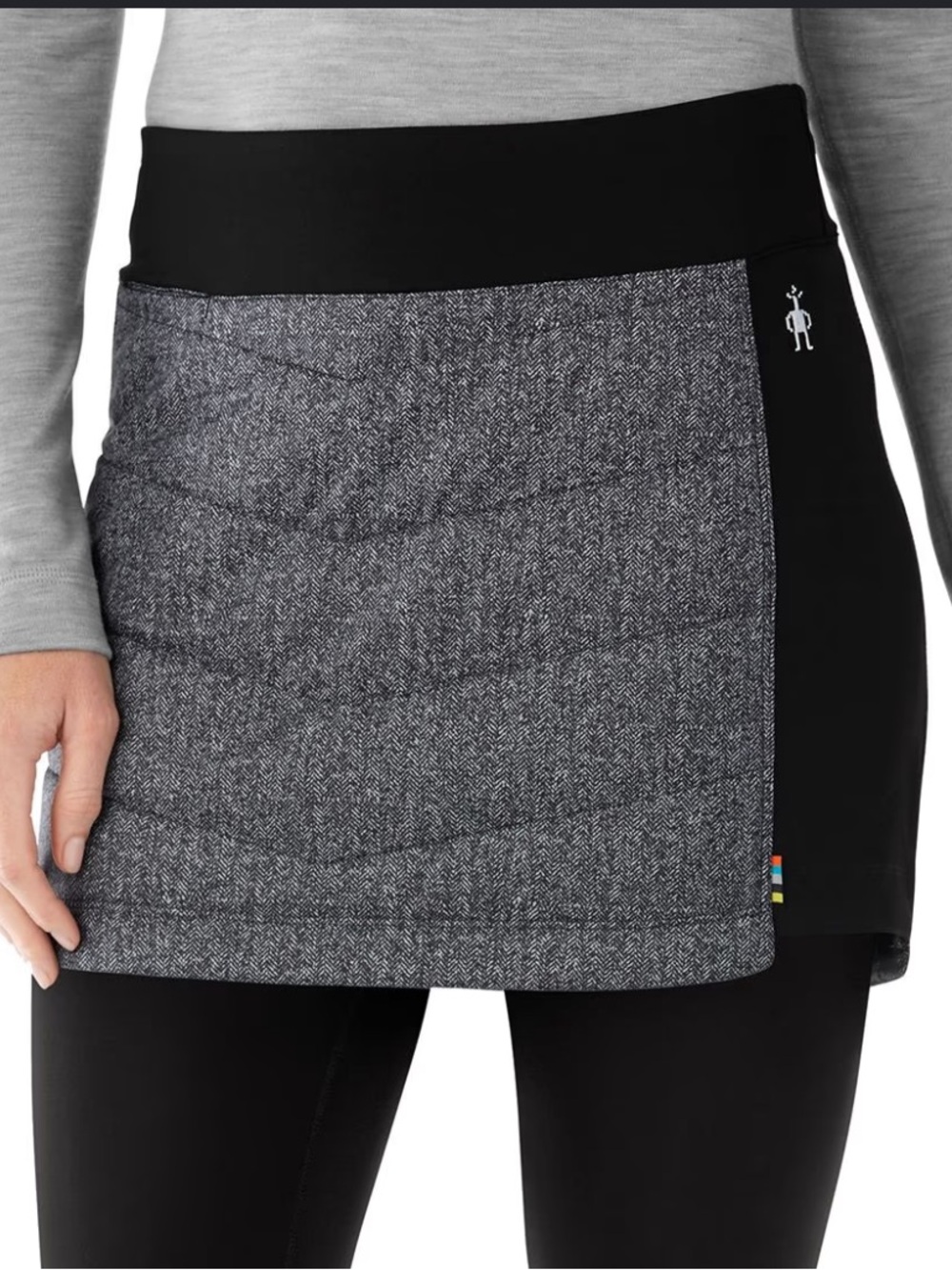 Smartwool Smart Loft Quilted Pull on Skirt Medium Merino Wool Gray Black